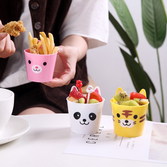 動物造型零食杯 可愛動物水果杯 創意薯條杯 點心杯