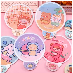 創意可折疊小圓扇 便攜式可愛圖案飛盤扇子 隨身小扇子 夏季必備小圓扇