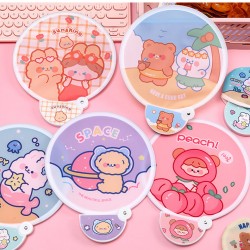 創意可折疊小圓扇 便攜式可愛圖案飛盤扇子 隨身小扇子 夏季必備小圓扇