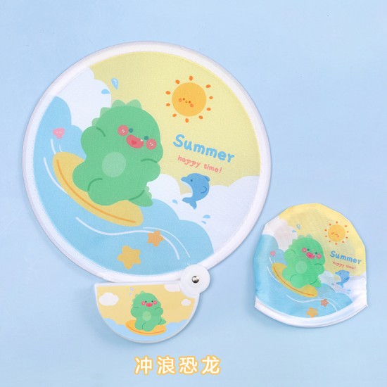 創意可折疊小圓扇 便攜式可愛圖案飛盤扇子 隨身小扇子 夏季必備小圓扇