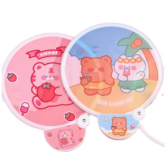 創意可折疊小圓扇 便攜式可愛圖案飛盤扇子 隨身小扇子 夏季必備小圓扇