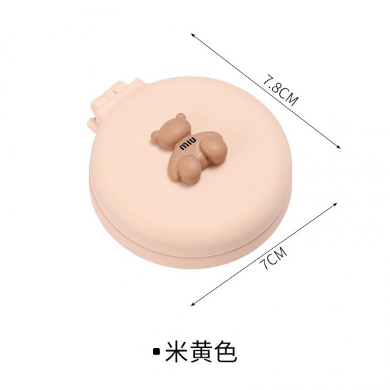 可愛摺疊氣墊梳 迷你氣墊梳子 小熊開合鏡梳 二合一鏡子梳 按摩梳