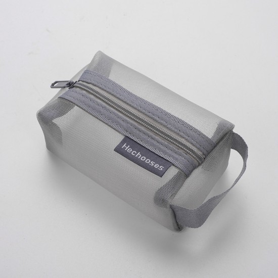 簡約網紗收納袋 立體方形零錢包 大容量卡片鑰匙包 透明收納袋