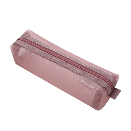 簡約透明網紗筆袋 大容量文具收納袋 考試筆袋 鉛筆盒 文具袋