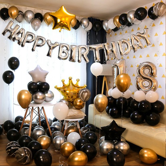 生日派對氣球套裝 氣球派對  派對布置 生日氣球  氣球佈置  生日驚喜  贈32吋數字氣球