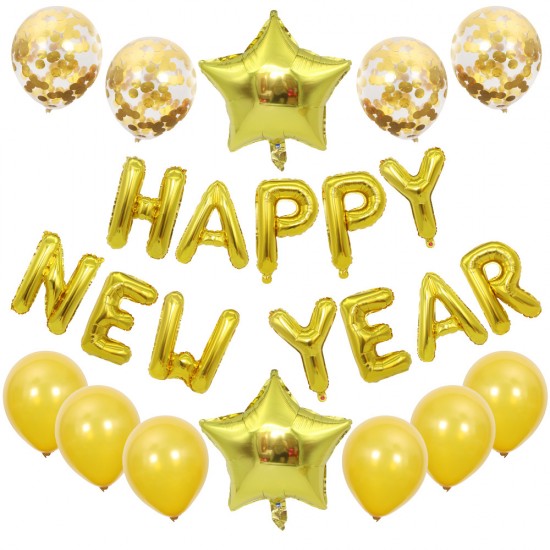 18寸生日派對星星亮片氣球套裝 HAPPY BIRTHDAY 生日裝飾 佈置道具 字母氣球 