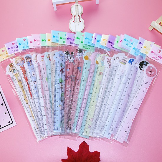 可愛卡通15CM直尺 恐龍 太空人 透明尺 學生文具 兒童節禮品  