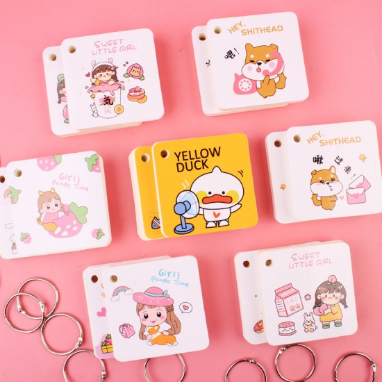 卡通線圈單詞本 迷你記事本 字卡 活頁筆記本 空白便簽 鐵圈本