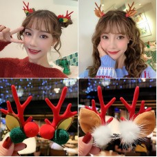 聖誕鹿角髮夾 表演道具 聖誕節 聖誕派對 毛球髮夾 森林系髮夾 