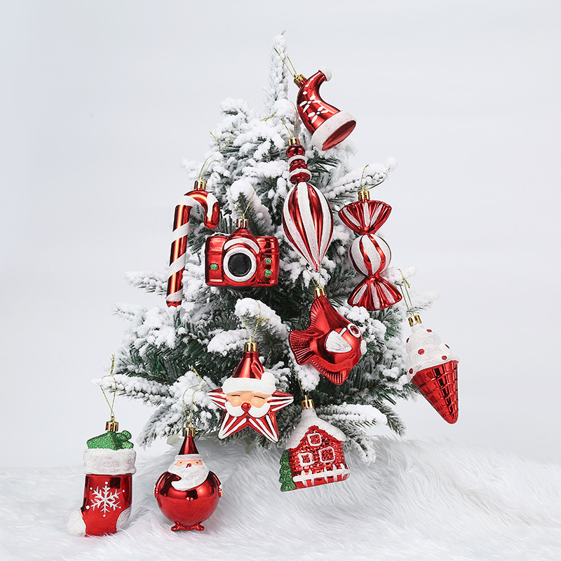 聖誕系列小吊飾 拐杖糖果禮物盒 聖誕帽聖誕襪 聖誕樹裝飾 聖誕道具1