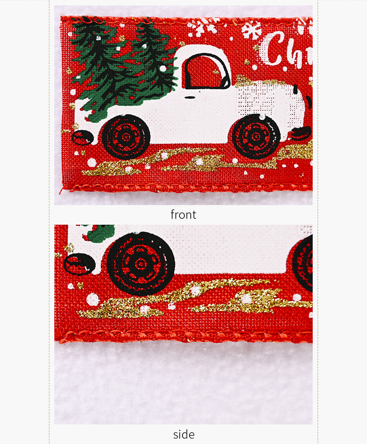 聖誕節汽車印花緞帶 聖誕樹裝飾 聖誕禮物包裝 場景佈置  12