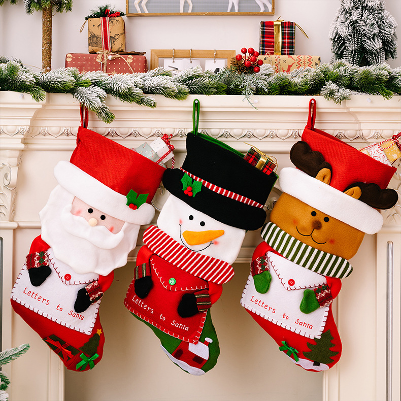 創意造型信封聖誕襪  聖誕老人雪人麋鹿 聖誕裝飾 糖果袋 禮物袋  0