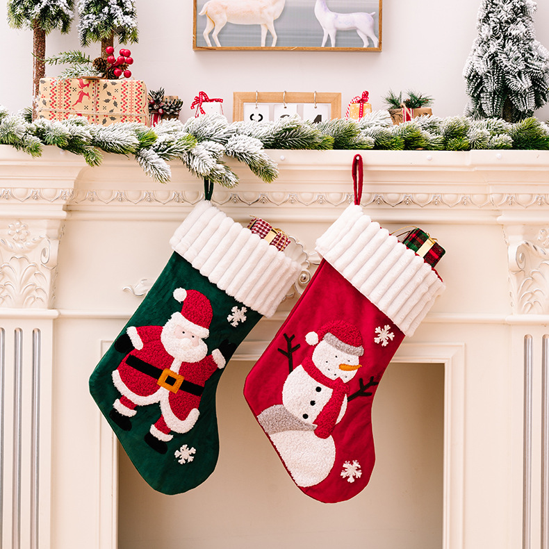 金絲絨卡通聖誕襪 聖誕老人雪人 糖果袋 聖誕禮物 聖誕裝飾 平安夜 0
