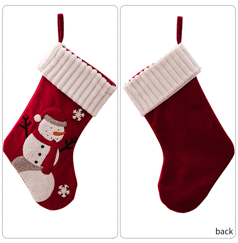 金絲絨卡通聖誕襪 聖誕老人雪人 糖果袋 聖誕禮物 聖誕裝飾 平安夜 4