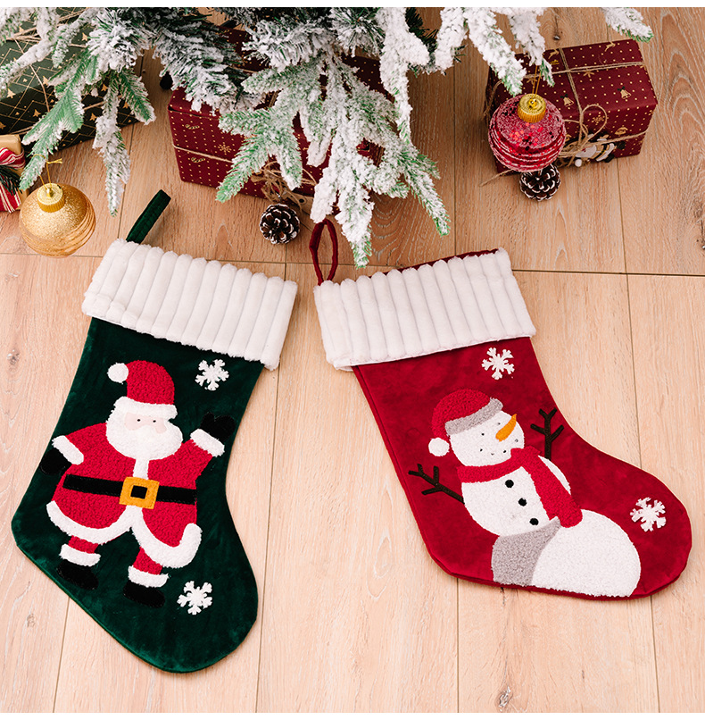 金絲絨卡通聖誕襪 聖誕老人雪人 糖果袋 聖誕禮物 聖誕裝飾 平安夜 6
