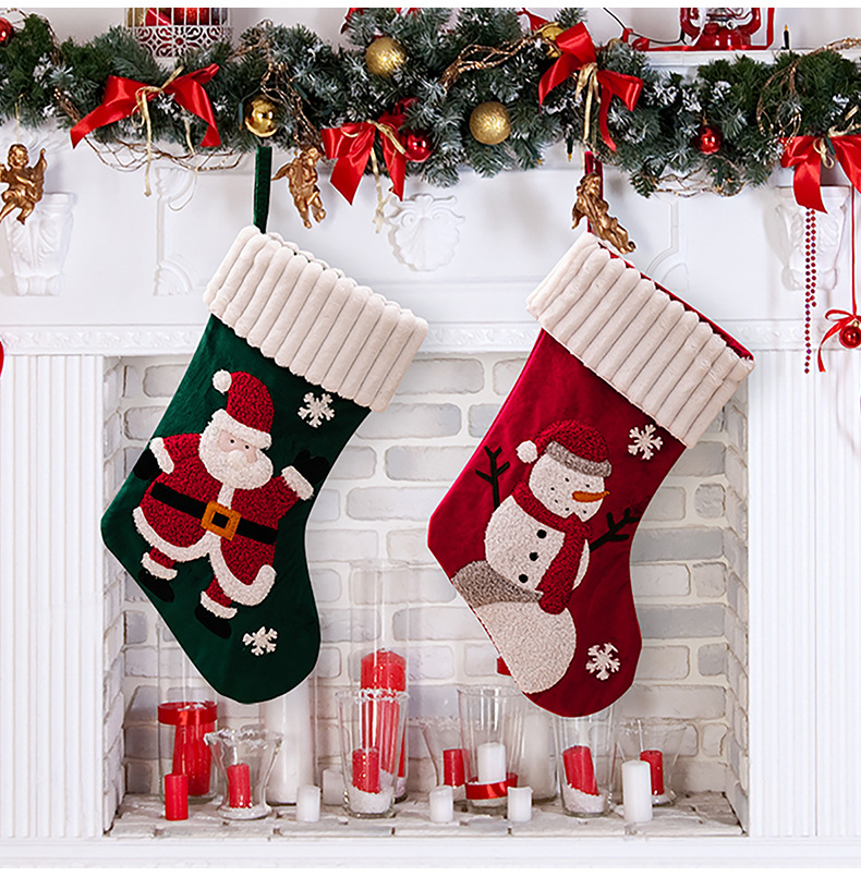 金絲絨卡通聖誕襪 聖誕老人雪人 糖果袋 聖誕禮物 聖誕裝飾 平安夜 7