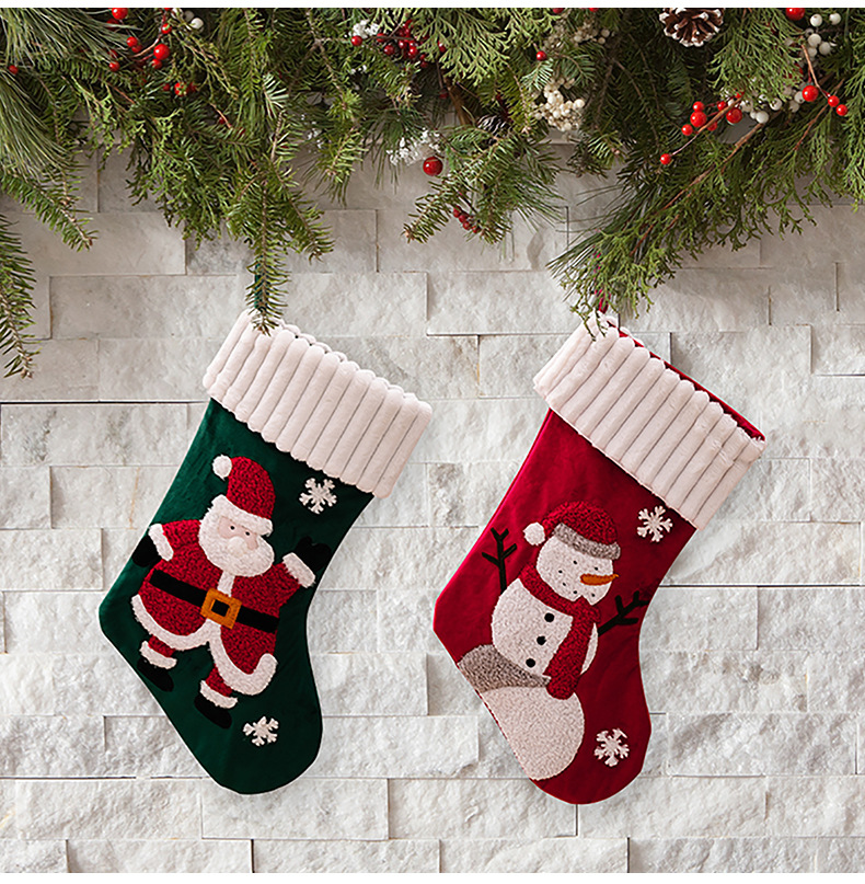 金絲絨卡通聖誕襪 聖誕老人雪人 糖果袋 聖誕禮物 聖誕裝飾 平安夜 8