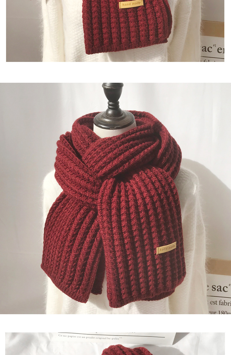 純色加厚針織長圍巾 圍脖 冬季保暖 抗寒 粗針織 毛線圍巾10