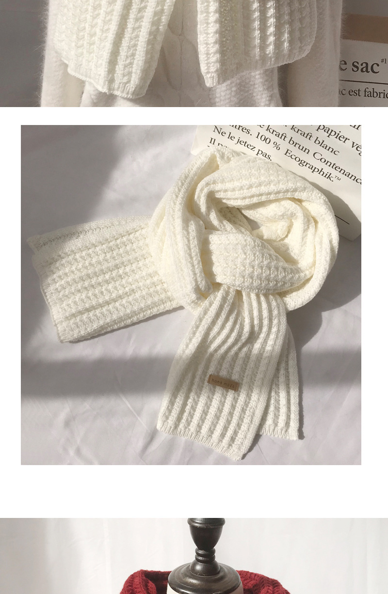 純色加厚針織長圍巾 圍脖 冬季保暖 抗寒 粗針織 毛線圍巾8