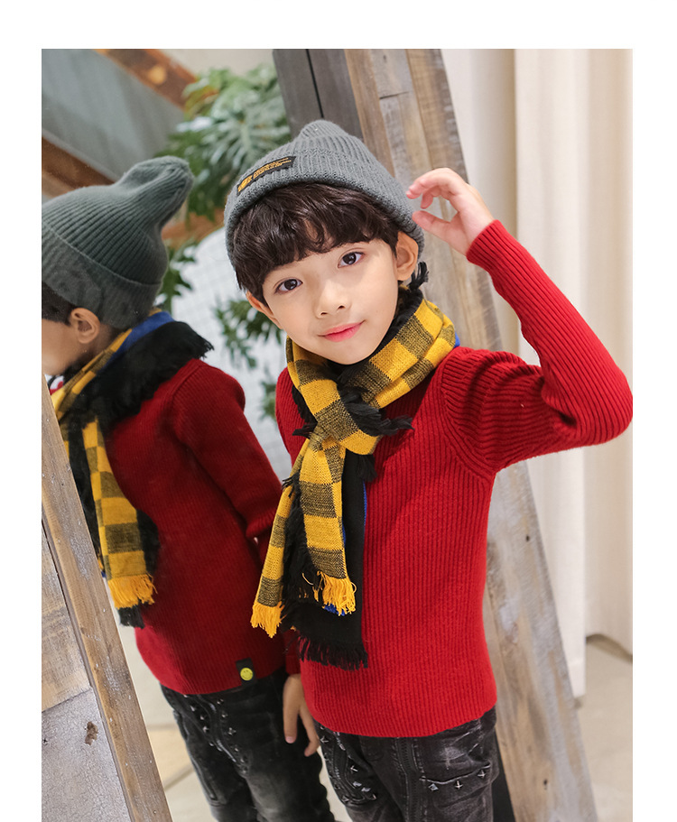 韓版兒童格子圍巾 兒童圍脖 冬季保暖圍巾 寶寶圍巾 加厚款9