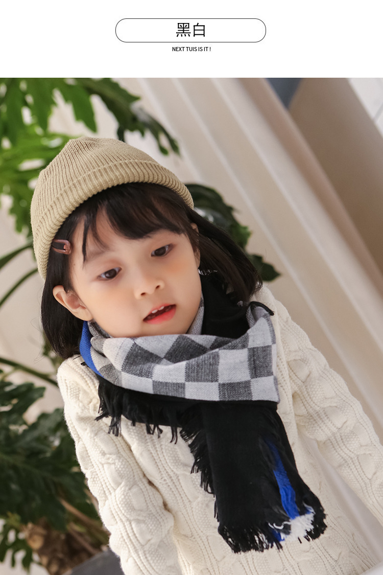 韓版兒童格子圍巾 兒童圍脖 冬季保暖圍巾 寶寶圍巾 加厚款10