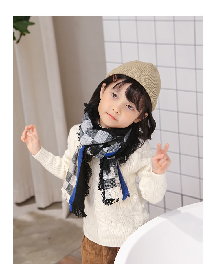韓版兒童格子圍巾 兒童圍脖 冬季保暖圍巾 寶寶圍巾 加厚款12