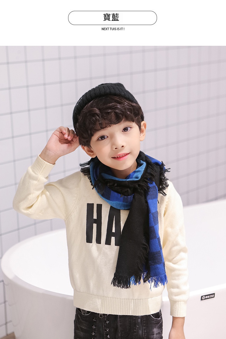 韓版兒童格子圍巾 兒童圍脖 冬季保暖圍巾 寶寶圍巾 加厚款13