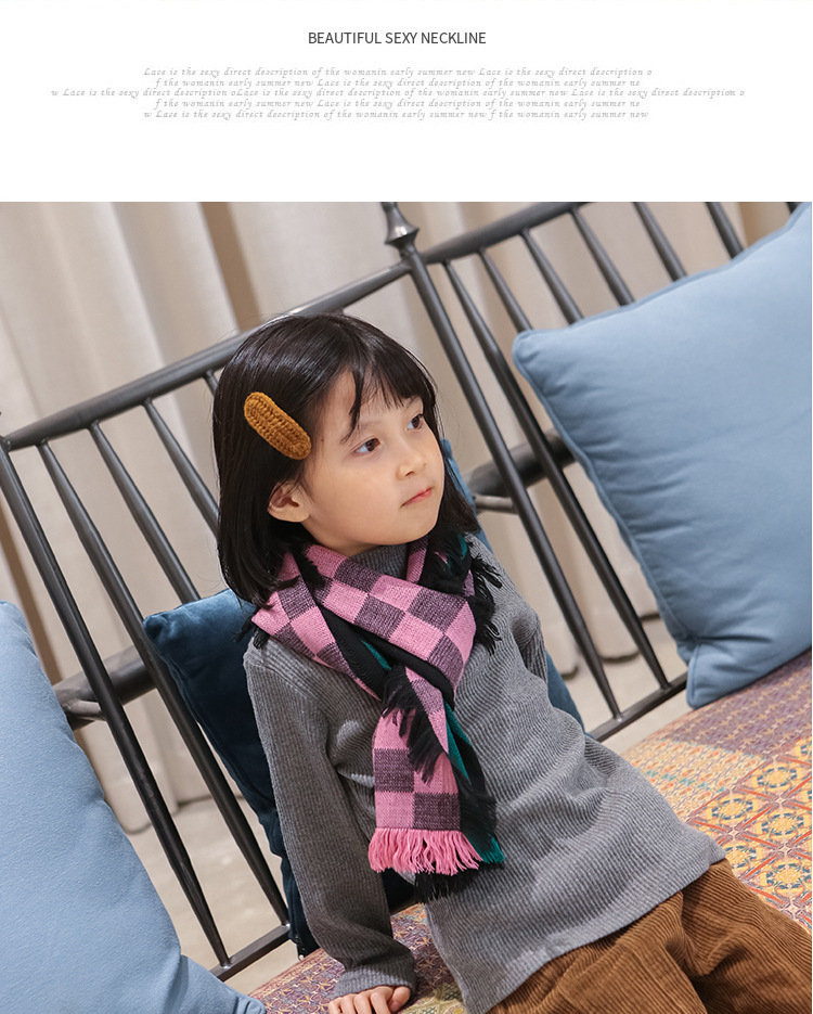 韓版兒童格子圍巾 兒童圍脖 冬季保暖圍巾 寶寶圍巾 加厚款17