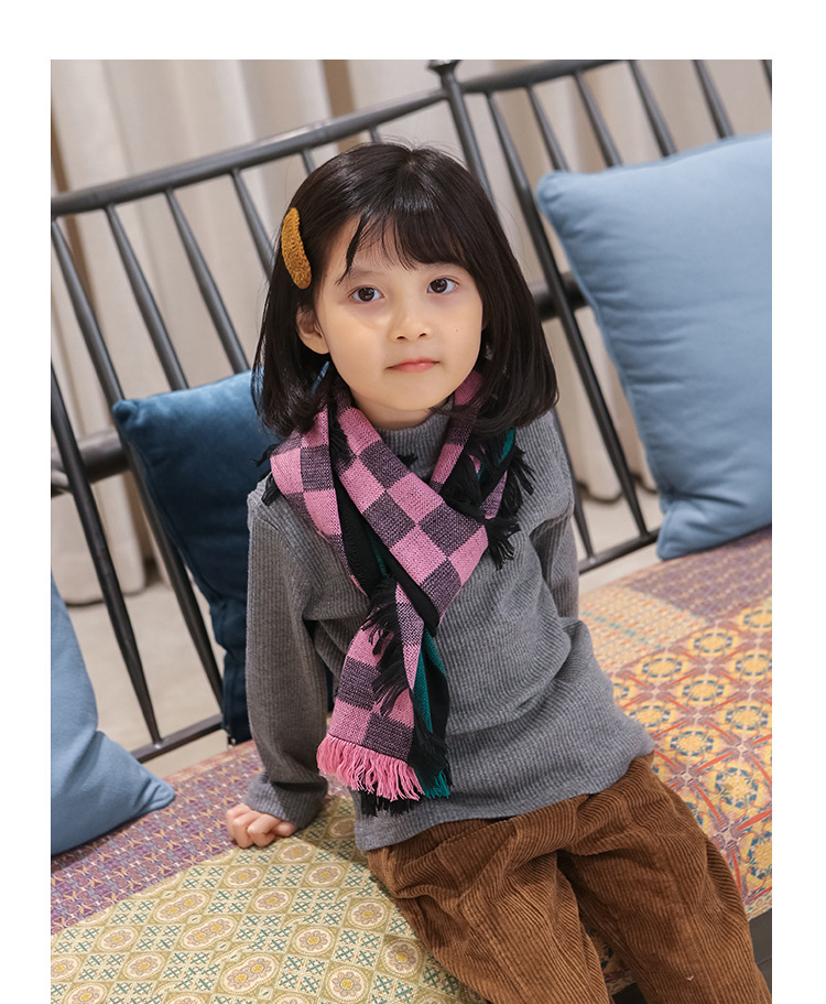 韓版兒童格子圍巾 兒童圍脖 冬季保暖圍巾 寶寶圍巾 加厚款18