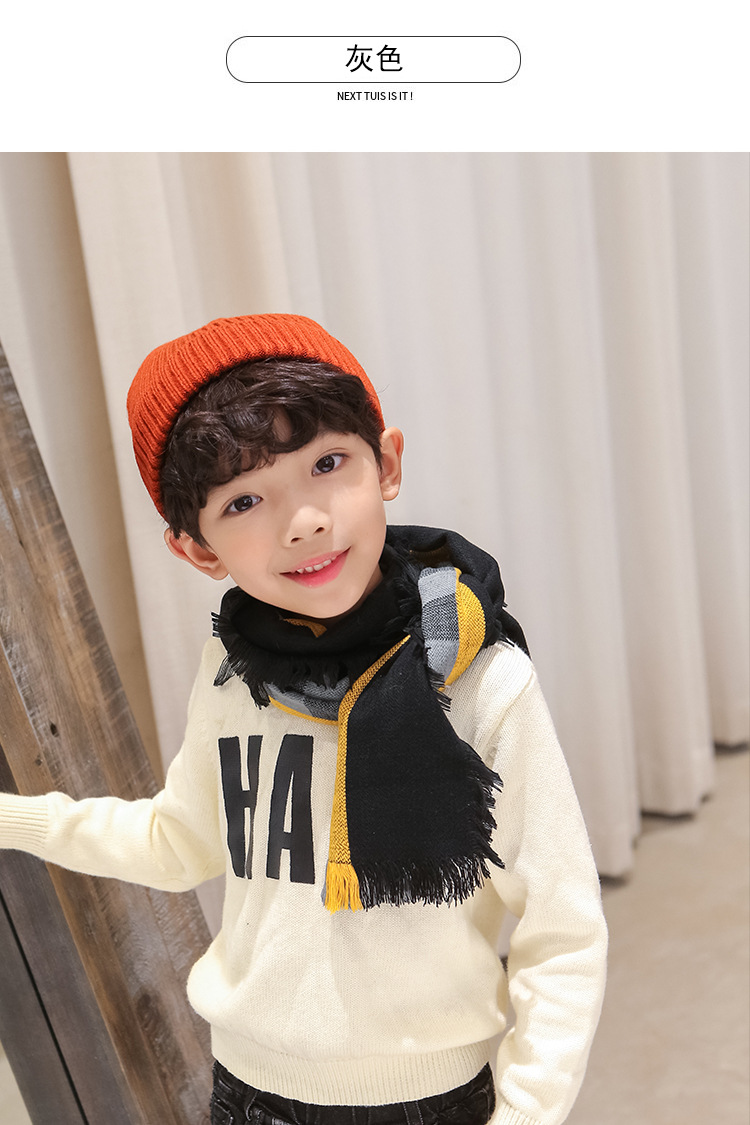 韓版兒童格子圍巾 兒童圍脖 冬季保暖圍巾 寶寶圍巾 加厚款19