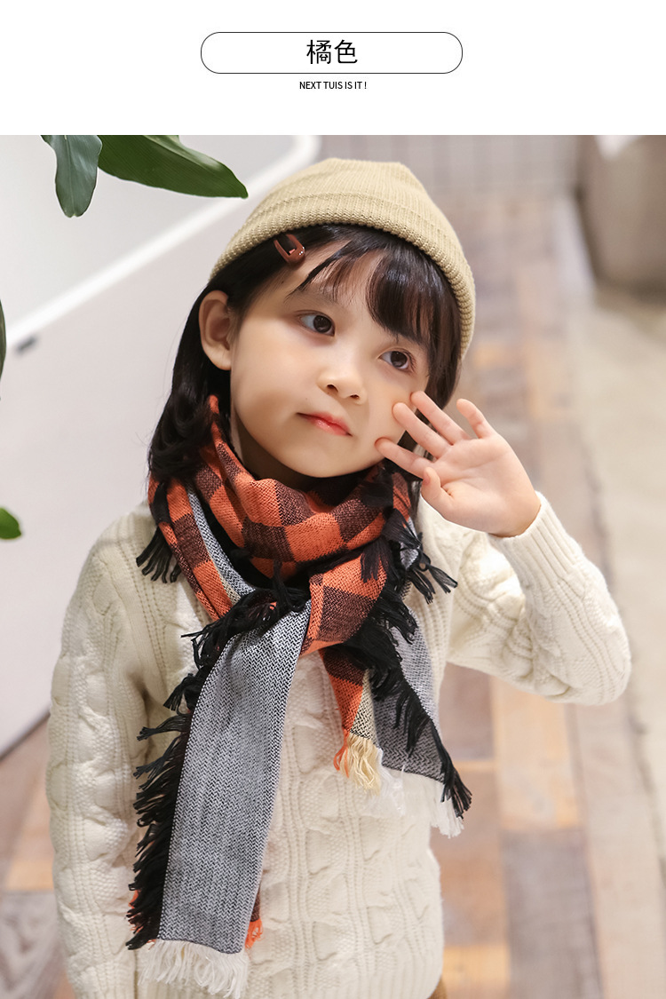 韓版兒童格子圍巾 兒童圍脖 冬季保暖圍巾 寶寶圍巾 加厚款22