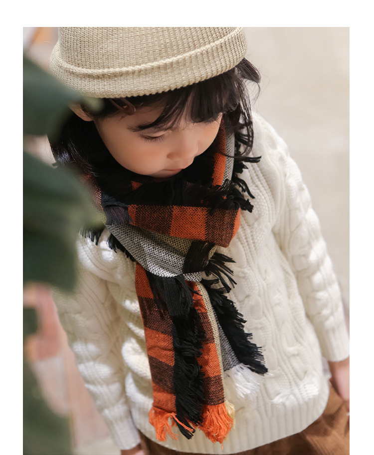 韓版兒童格子圍巾 兒童圍脖 冬季保暖圍巾 寶寶圍巾 加厚款24