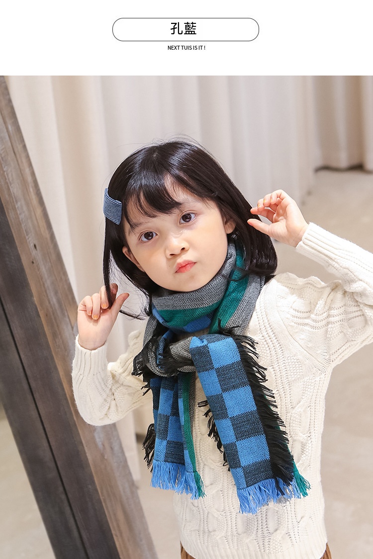 韓版兒童格子圍巾 兒童圍脖 冬季保暖圍巾 寶寶圍巾 加厚款25