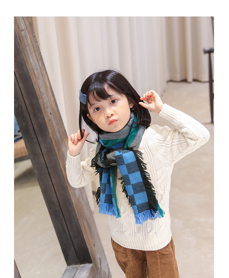 韓版兒童格子圍巾 兒童圍脖 冬季保暖圍巾 寶寶圍巾 加厚款27