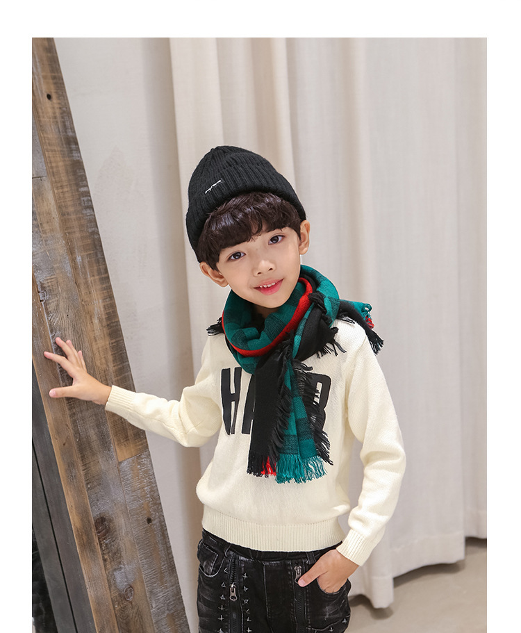 韓版兒童格子圍巾 兒童圍脖 冬季保暖圍巾 寶寶圍巾 加厚款30