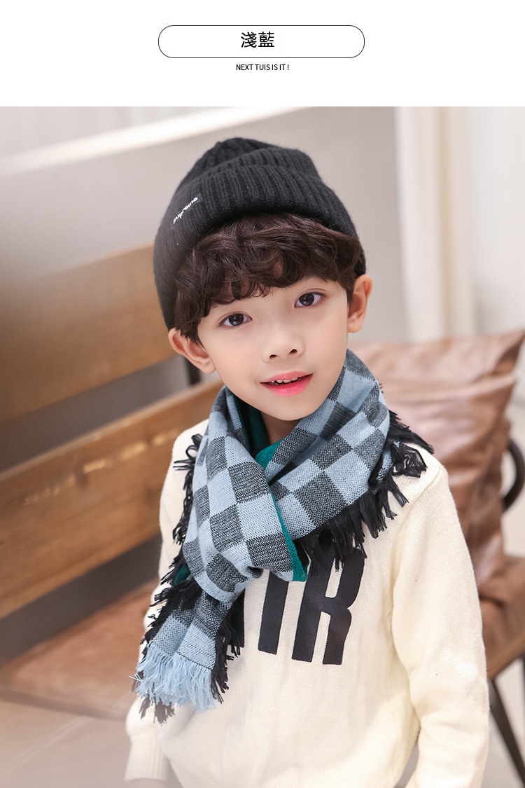 韓版兒童格子圍巾 兒童圍脖 冬季保暖圍巾 寶寶圍巾 加厚款31