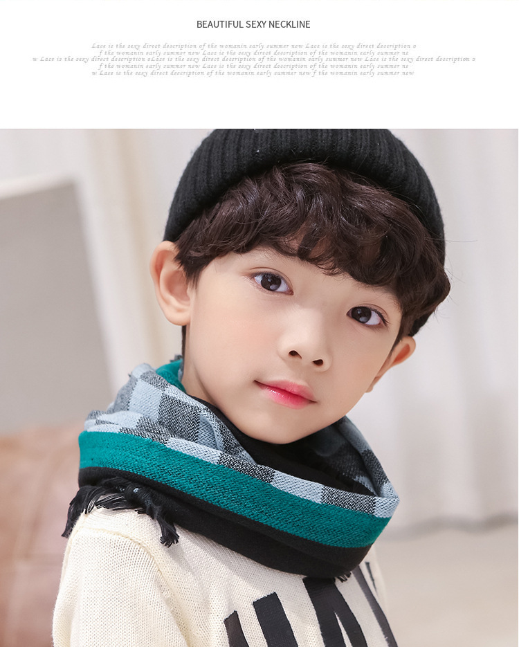 韓版兒童格子圍巾 兒童圍脖 冬季保暖圍巾 寶寶圍巾 加厚款32