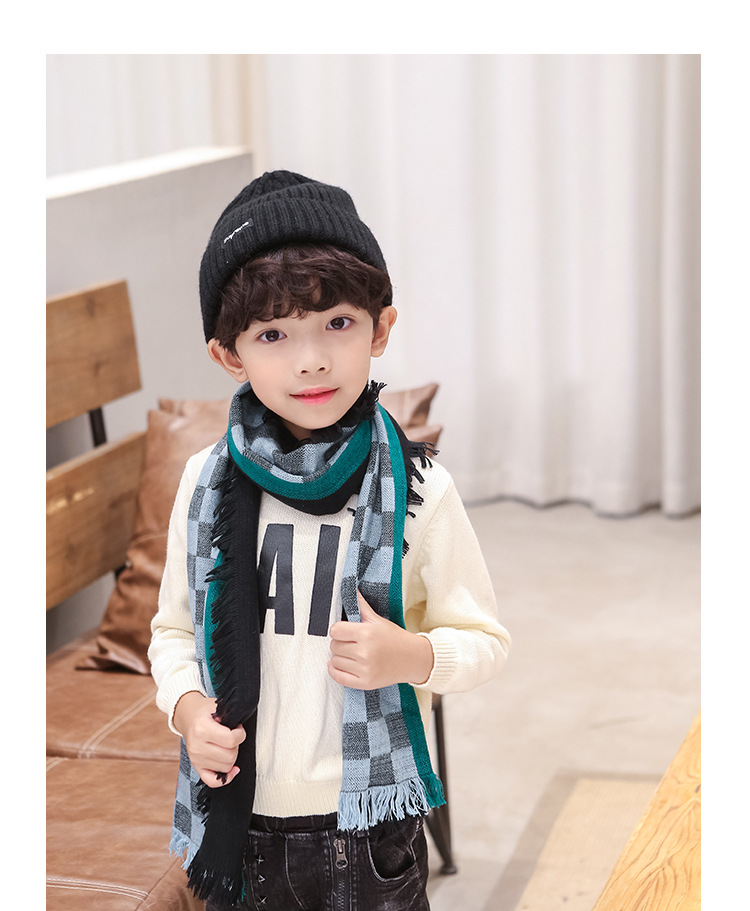 韓版兒童格子圍巾 兒童圍脖 冬季保暖圍巾 寶寶圍巾 加厚款33