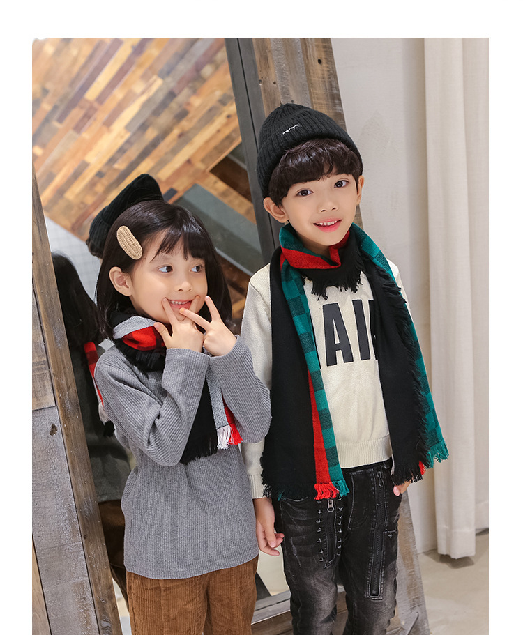 韓版兒童格子圍巾 兒童圍脖 冬季保暖圍巾 寶寶圍巾 加厚款36