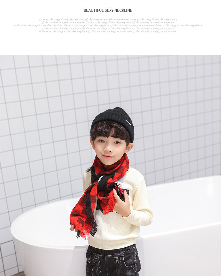 韓版兒童格子圍巾 兒童圍脖 冬季保暖圍巾 寶寶圍巾 加厚款5