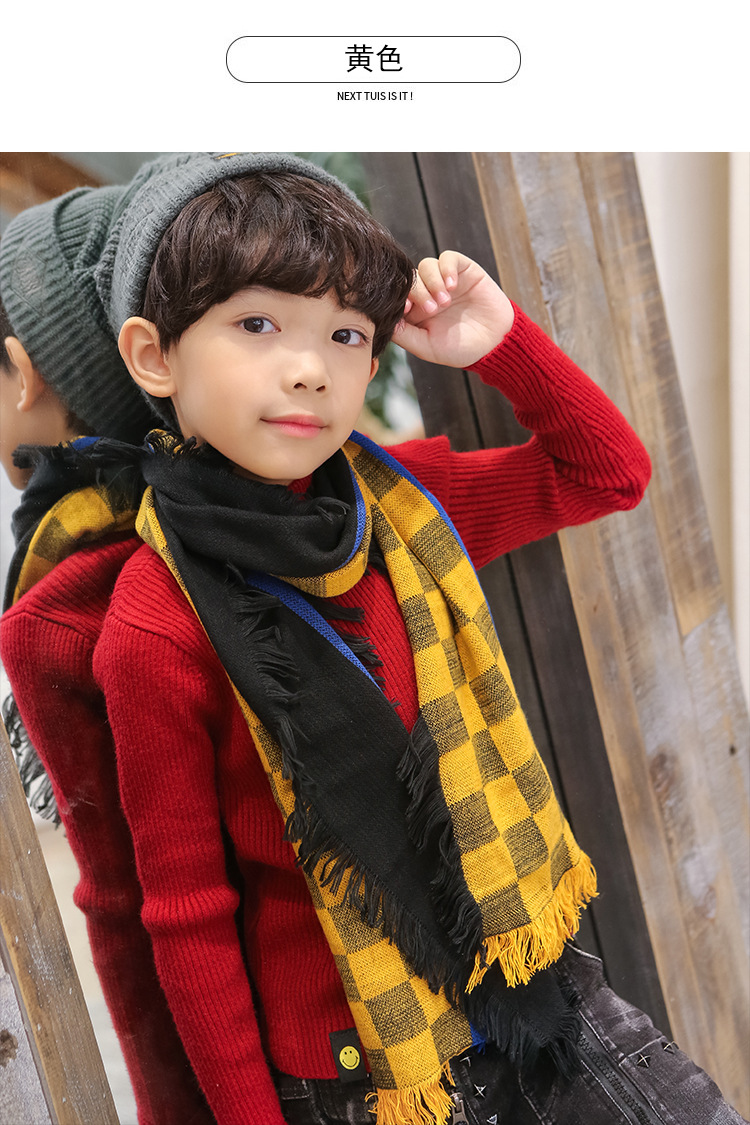 韓版兒童格子圍巾 兒童圍脖 冬季保暖圍巾 寶寶圍巾 加厚款7