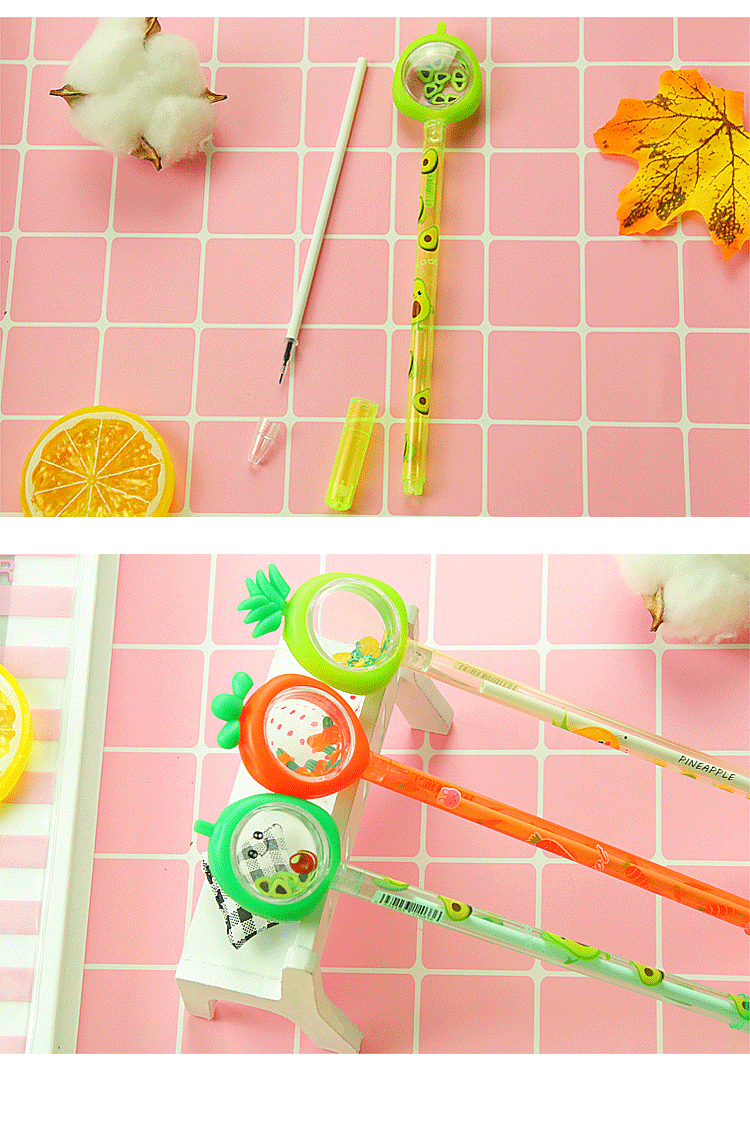 水果亮片造型中性筆 造型原子筆 草莓鳳梨酪梨胡蘿蔔 學生文具 9
