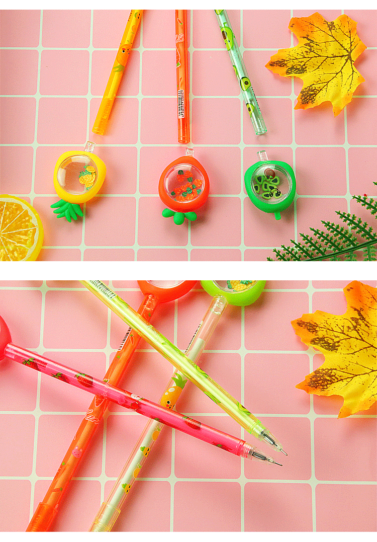 水果亮片造型中性筆 造型原子筆 草莓鳳梨酪梨胡蘿蔔 學生文具 8