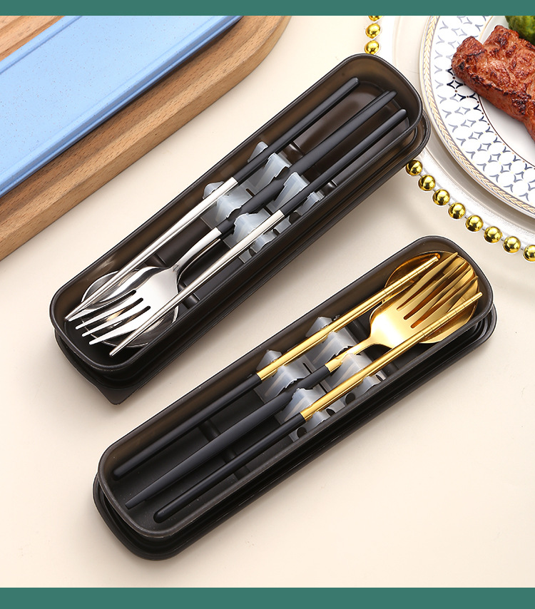 撞色不鏽鋼餐具三件組 湯匙筷子叉子 隨身 環保 餐具組 方便攜帶12