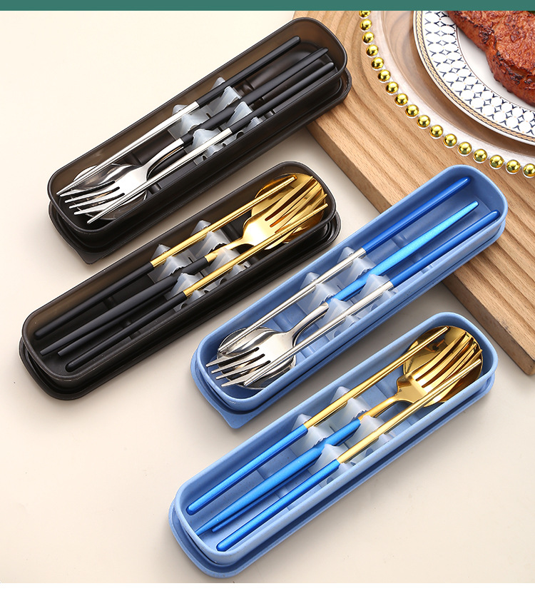 撞色不鏽鋼餐具三件組 湯匙筷子叉子 隨身 環保 餐具組 方便攜帶13