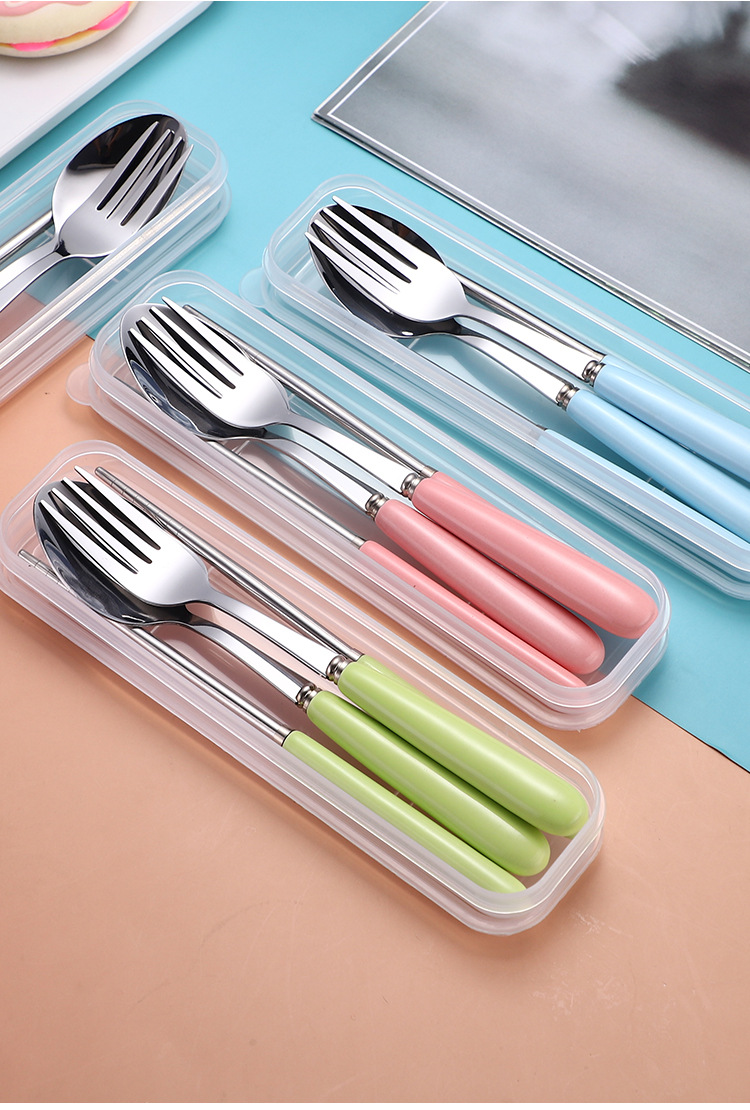 馬卡龍色陶瓷不銹鋼餐具組 叉子湯匙筷子 隨身 環保餐具 外食必備 11