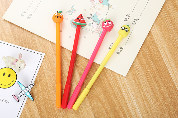 創意立體水果中性筆 可愛矽膠頭水果中性筆 黑色中性筆 辦公用文具12