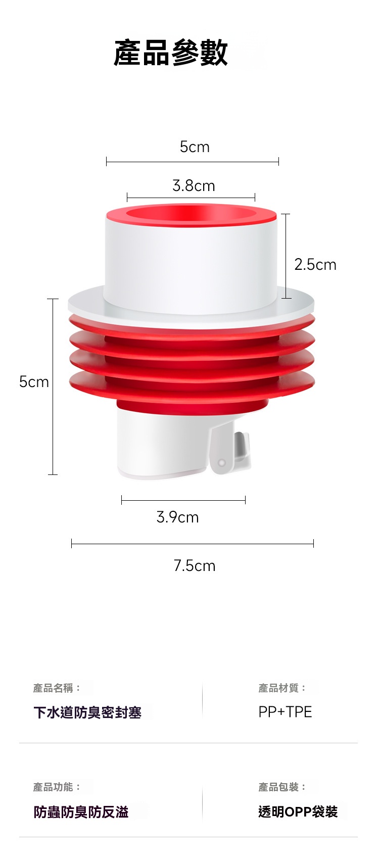 防臭管道密封塞 密封圈 地漏 矽膠塞 排水孔 下水道 防臭 防蟲 防反水9