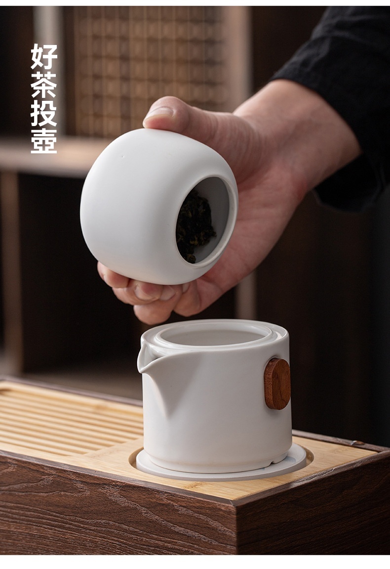 山水旅行茶壺套裝 茶杯 陶瓷茶杯 茶具 茶盤 旅行茶具組 茶葉罐12