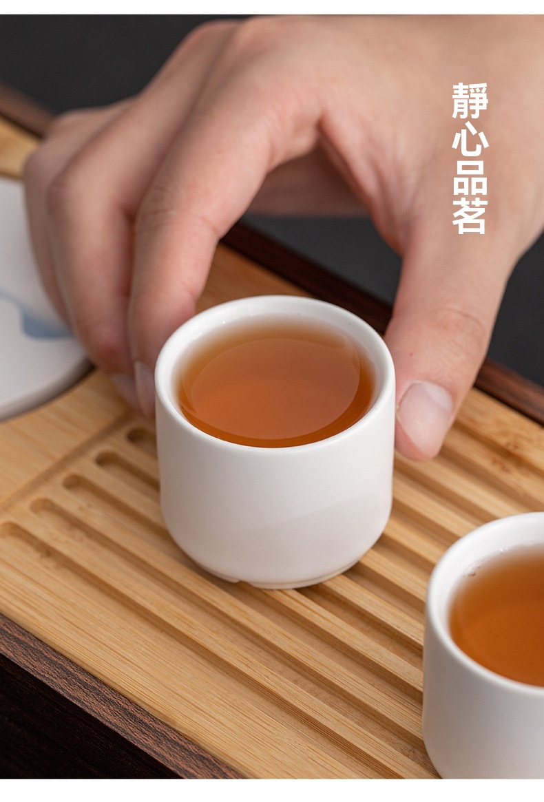 山水旅行茶壺套裝 茶杯 陶瓷茶杯 茶具 茶盤 旅行茶具組 茶葉罐13